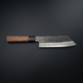 Hand-forged Bunka kitchen knife with walnut and rosewood handle