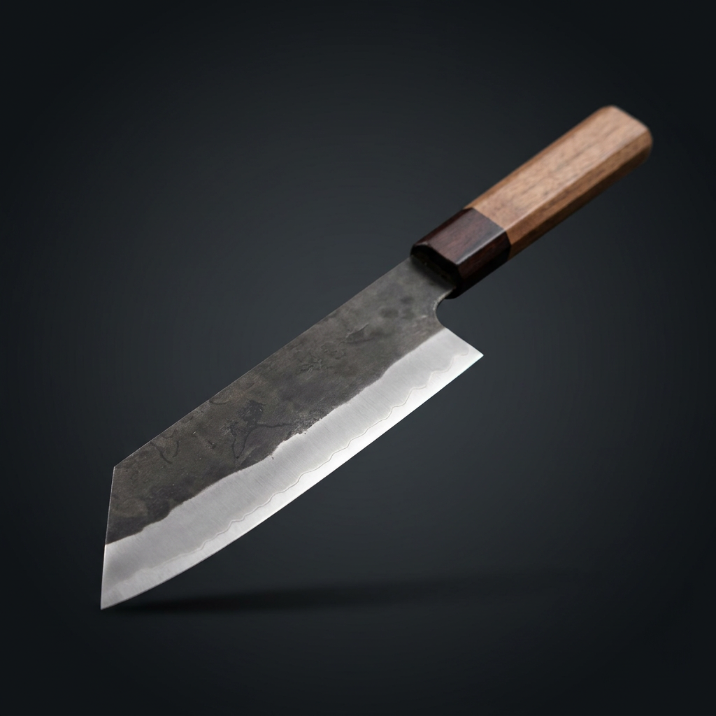 Hand-forged Bunka knife, walnut and rosewood handle, view 2