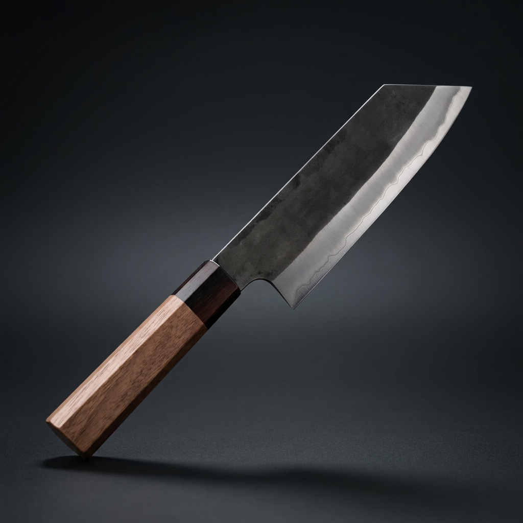 Hand-forged Bunka knife, walnut and rosewood handle, view 4