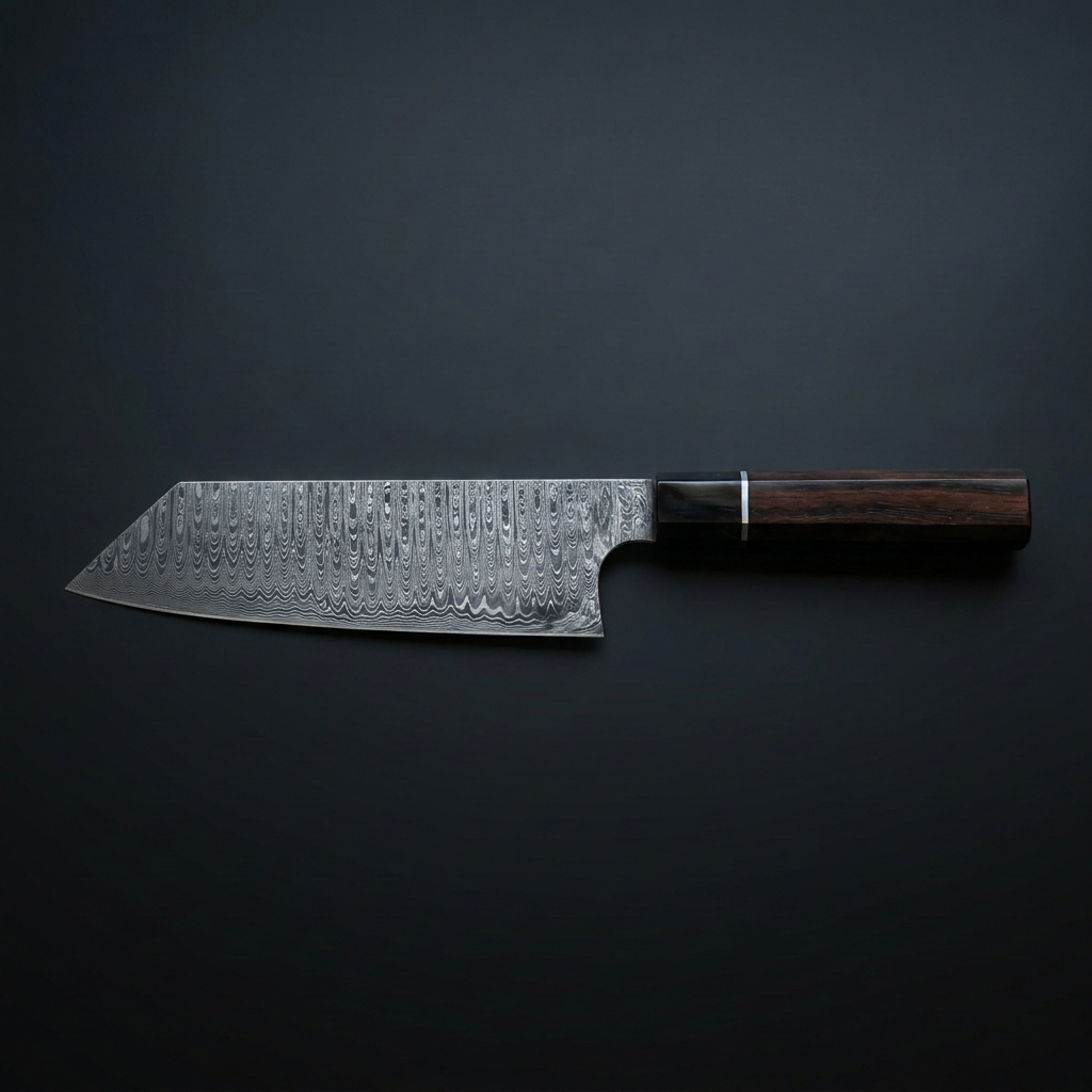 Hand-forged Bunka kitchen knife with rosewood and buffalo horn handle