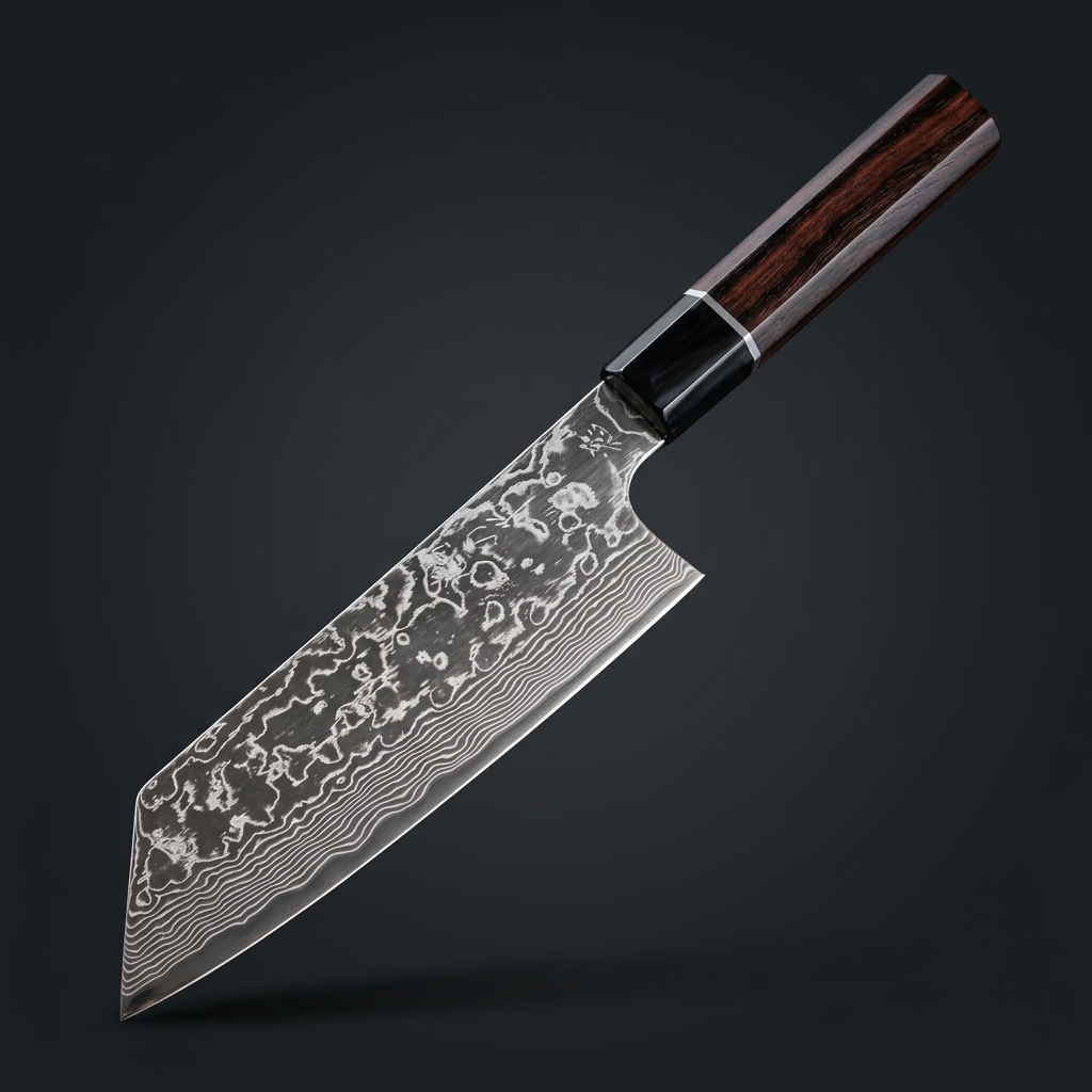 Hand-forged Bunka knife, rosewood and buffalo horn handle, view 4