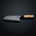 Hand-forged Bunka kitchen knife with olive wood and horn handle