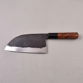 Serbian forge kitchen cleaver with horn and rosewood handle