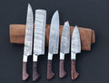 Mahogany Reserve 5-piece Damascus chef knife set with mahogany handles
