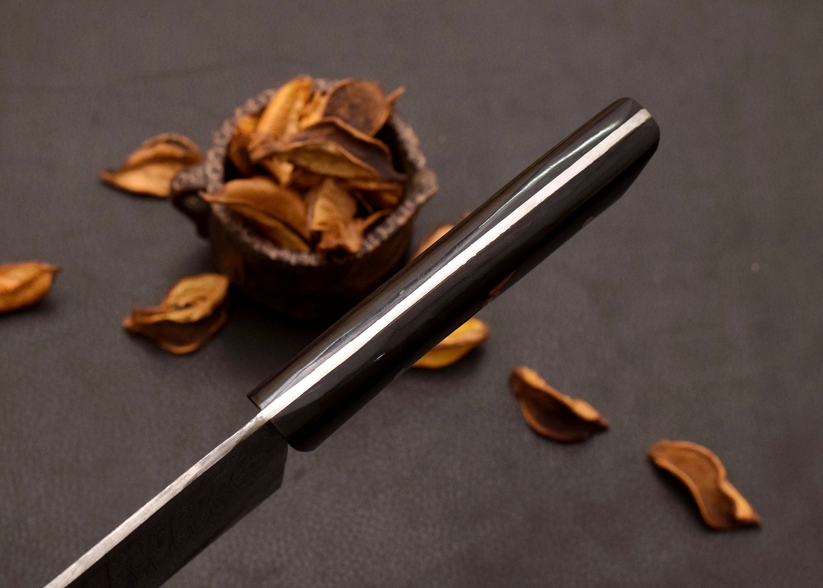 Forge Cleaver Damascus kitchen cleaver with leather sheath