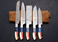 Liberty Damascus chef knife set with red, white and blue star inlay handles