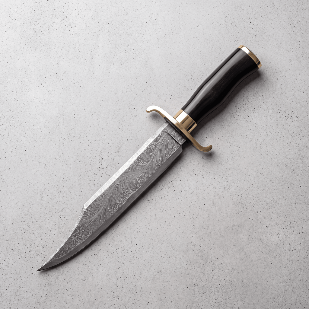 Damascus Steel Bowie Knife — Pakka Wood & Brass Handle