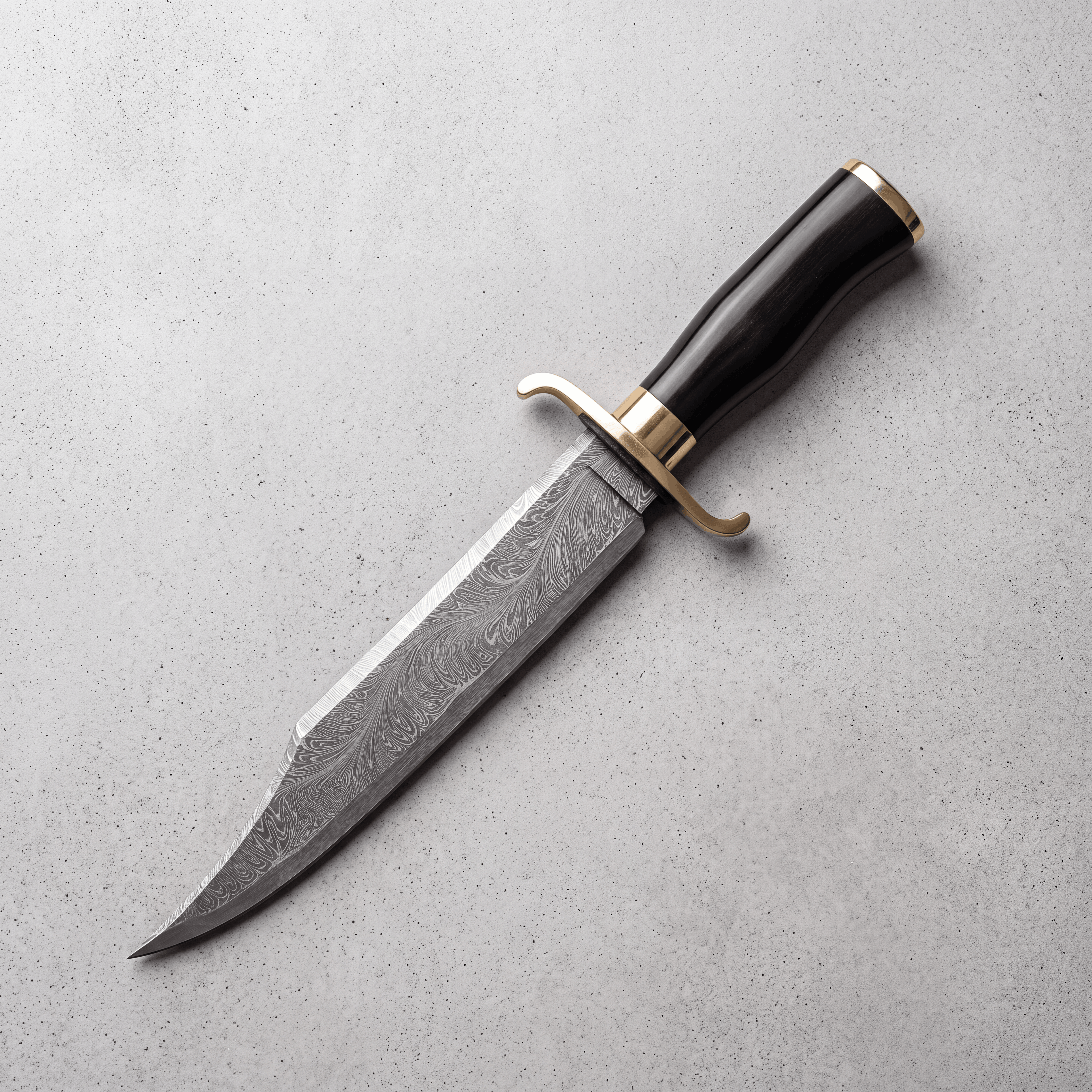 Damascus Steel Bowie Knife — Pakka Wood & Brass Handle
