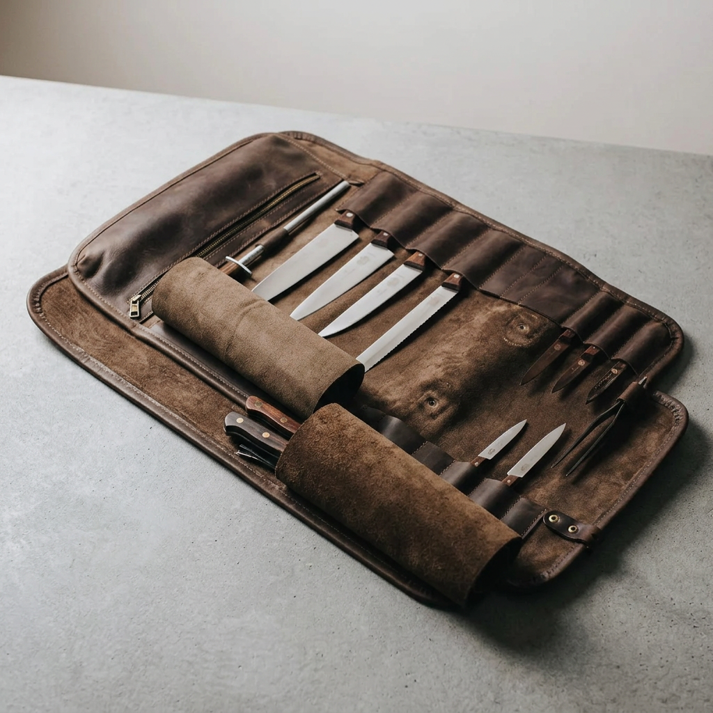 Full-Grain Leather Chef's Knife Roll