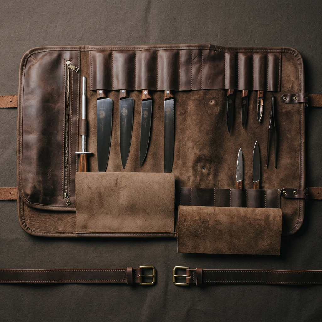 Full-Grain Leather Chef's Knife Roll
