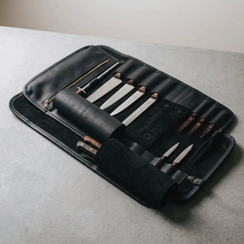 Full-Grain Leather Chef's Knife Roll