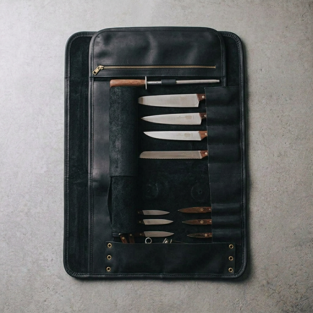 Full-Grain Leather Chef's Knife Roll