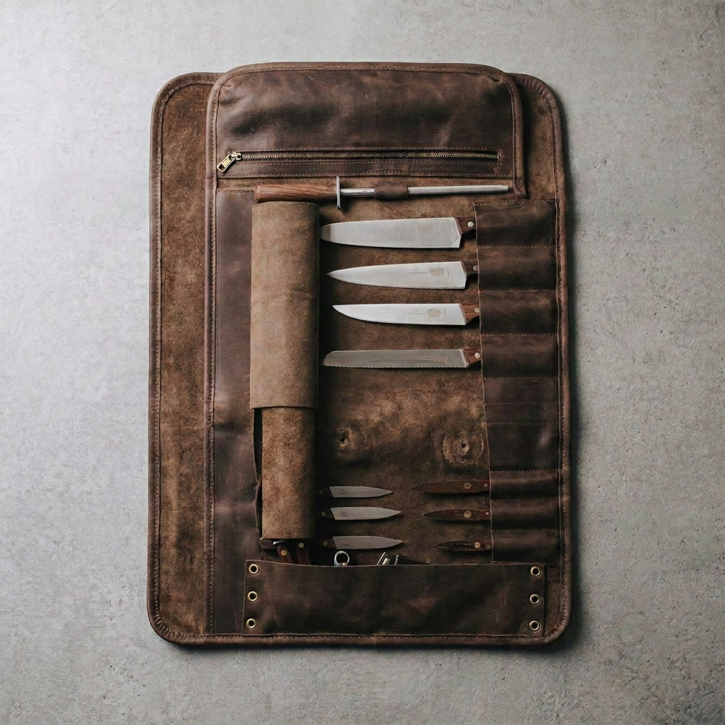 Full-Grain Leather Chef's Knife Roll