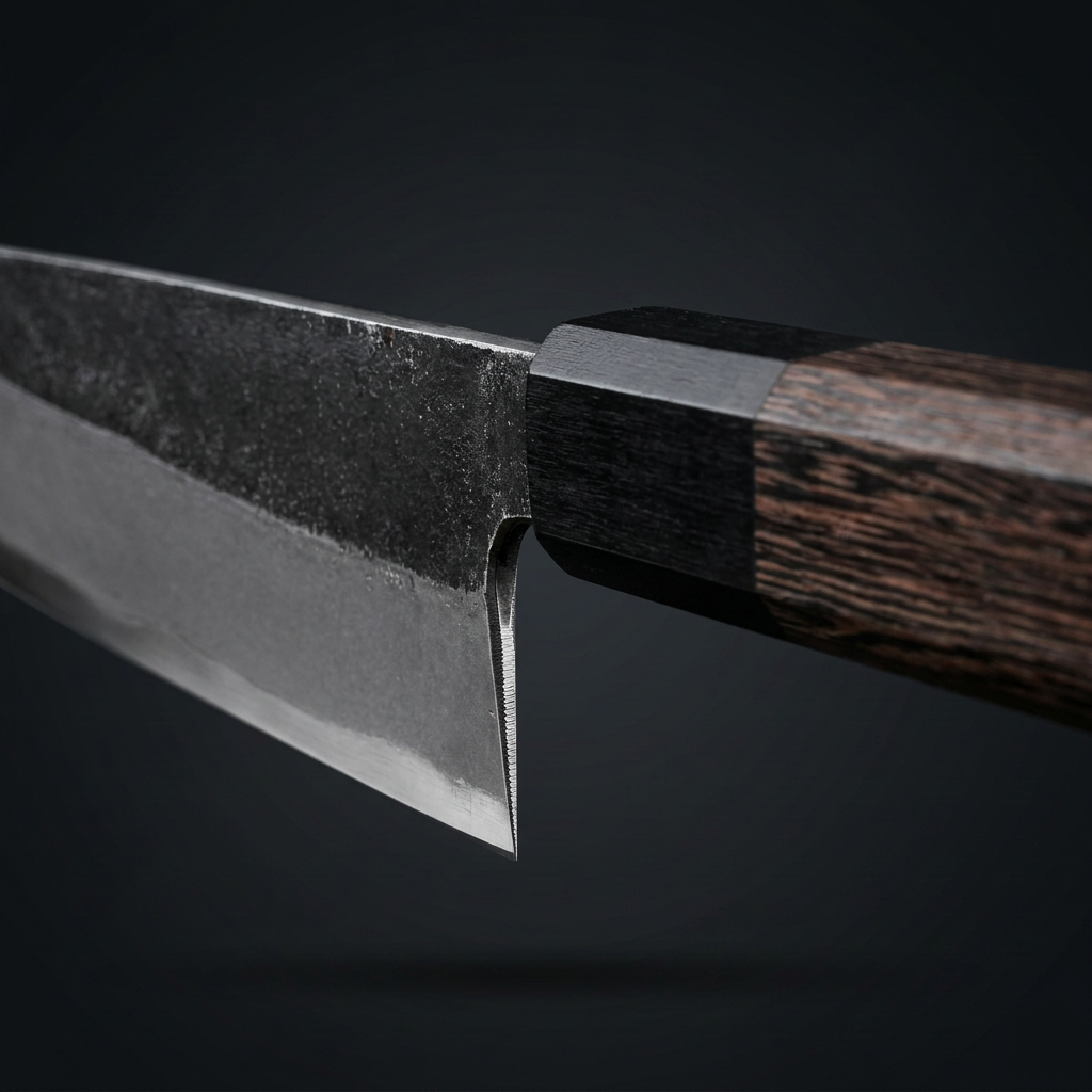 Hand-forged Gyuto chef knife, wenge and horn handle, view 3