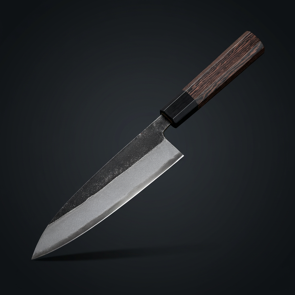 Hand-forged Gyuto chef knife, wenge and horn handle, view 4