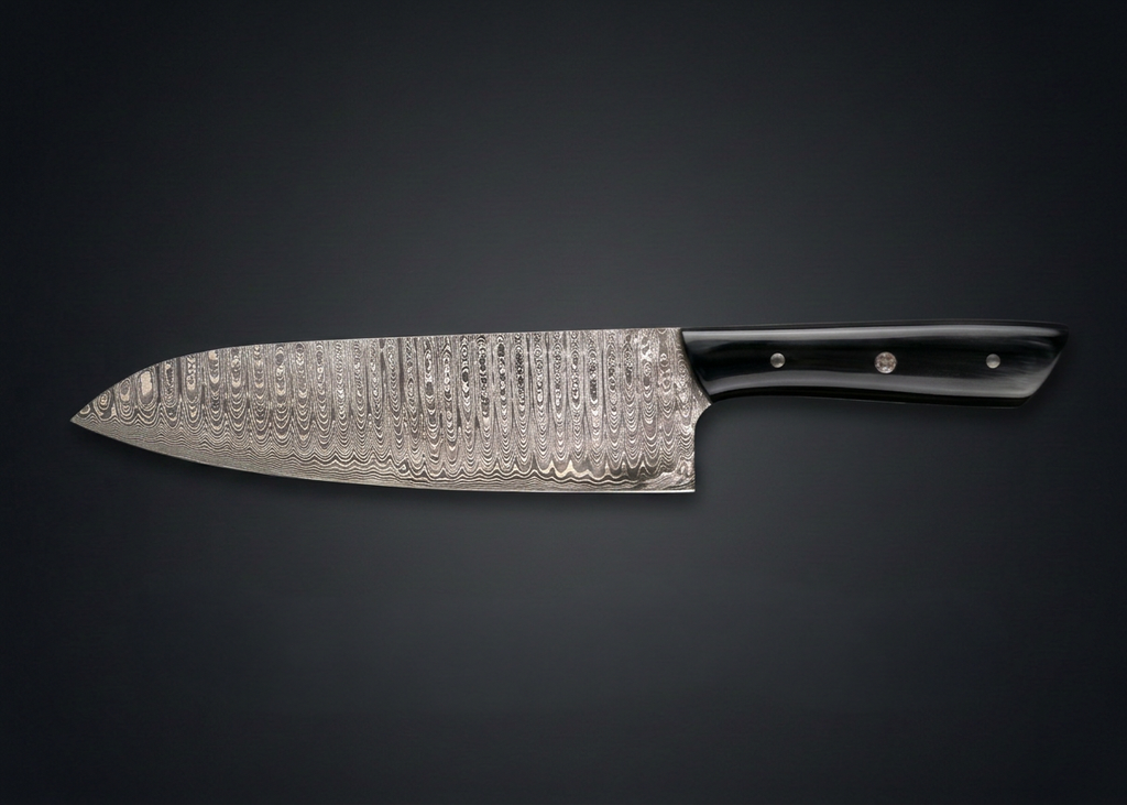Hand-forged Gyuto chef knife with buffalo horn handle