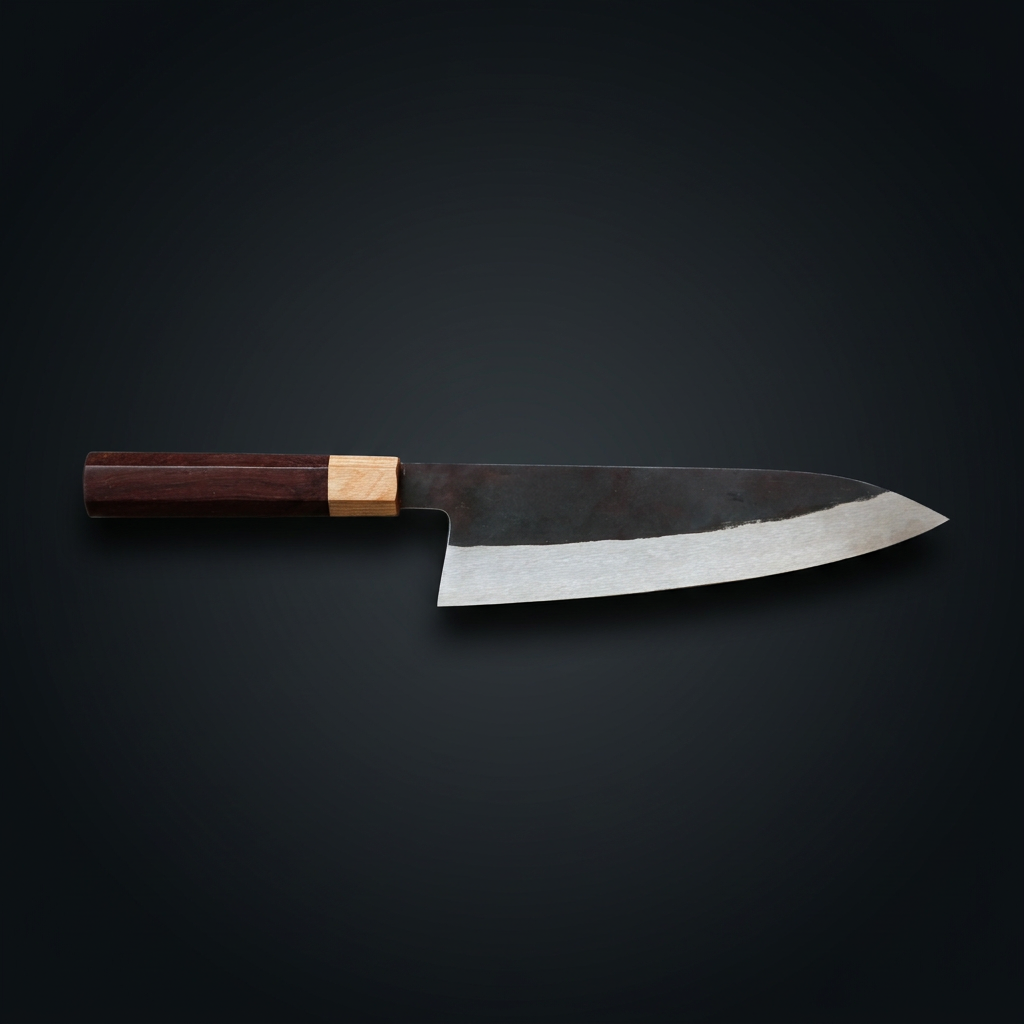 Hand-forged Gyuto chef knife with rosewood and maple handle