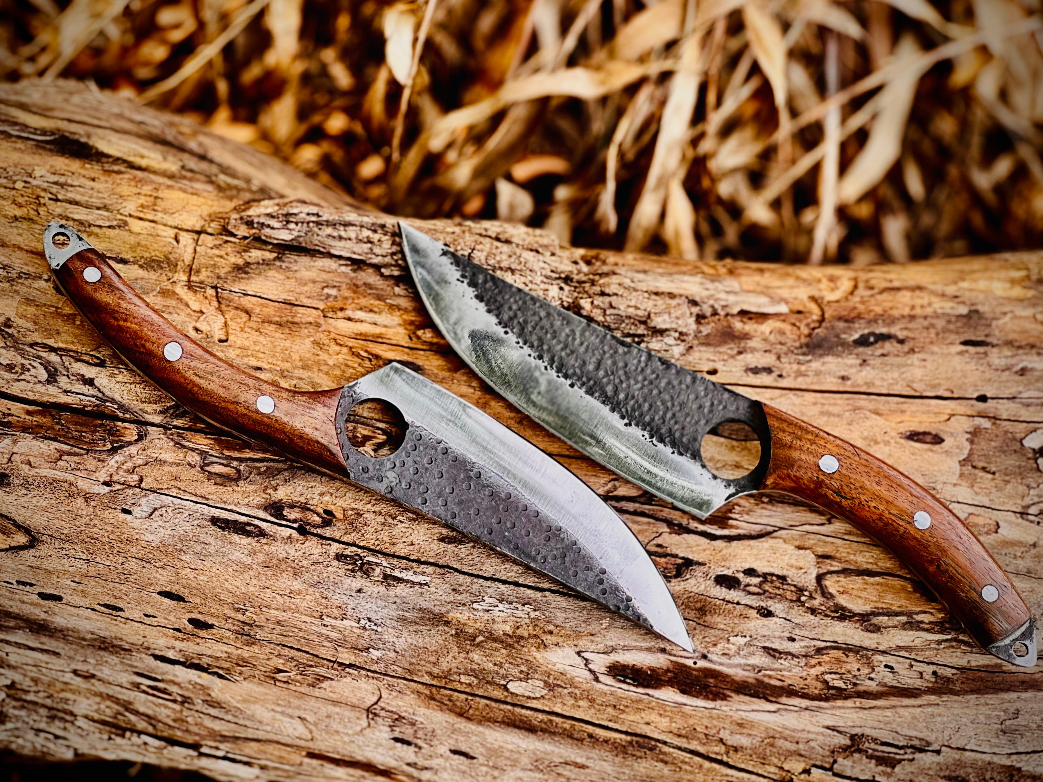2-piece curved paring knife set with wood handles