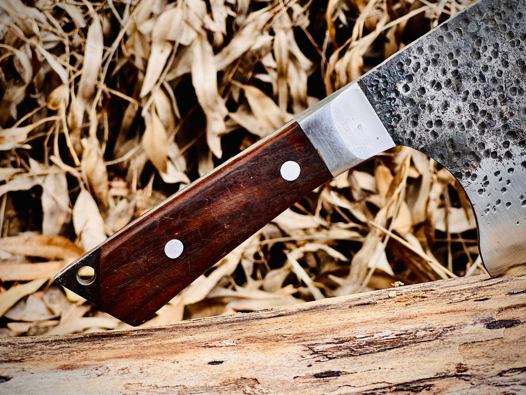 Hand-forged chef's cleaver with rosewood handle
