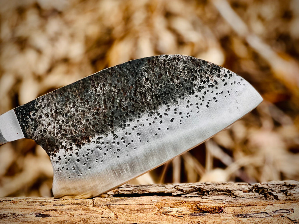 Hand-forged chef's cleaver with rosewood handle