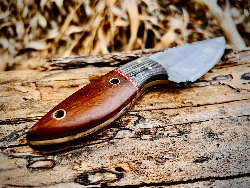 3-piece caping and skinning knife set with rosewood handles