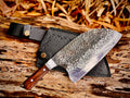 Hand-forged chef's cleaver with rosewood handle