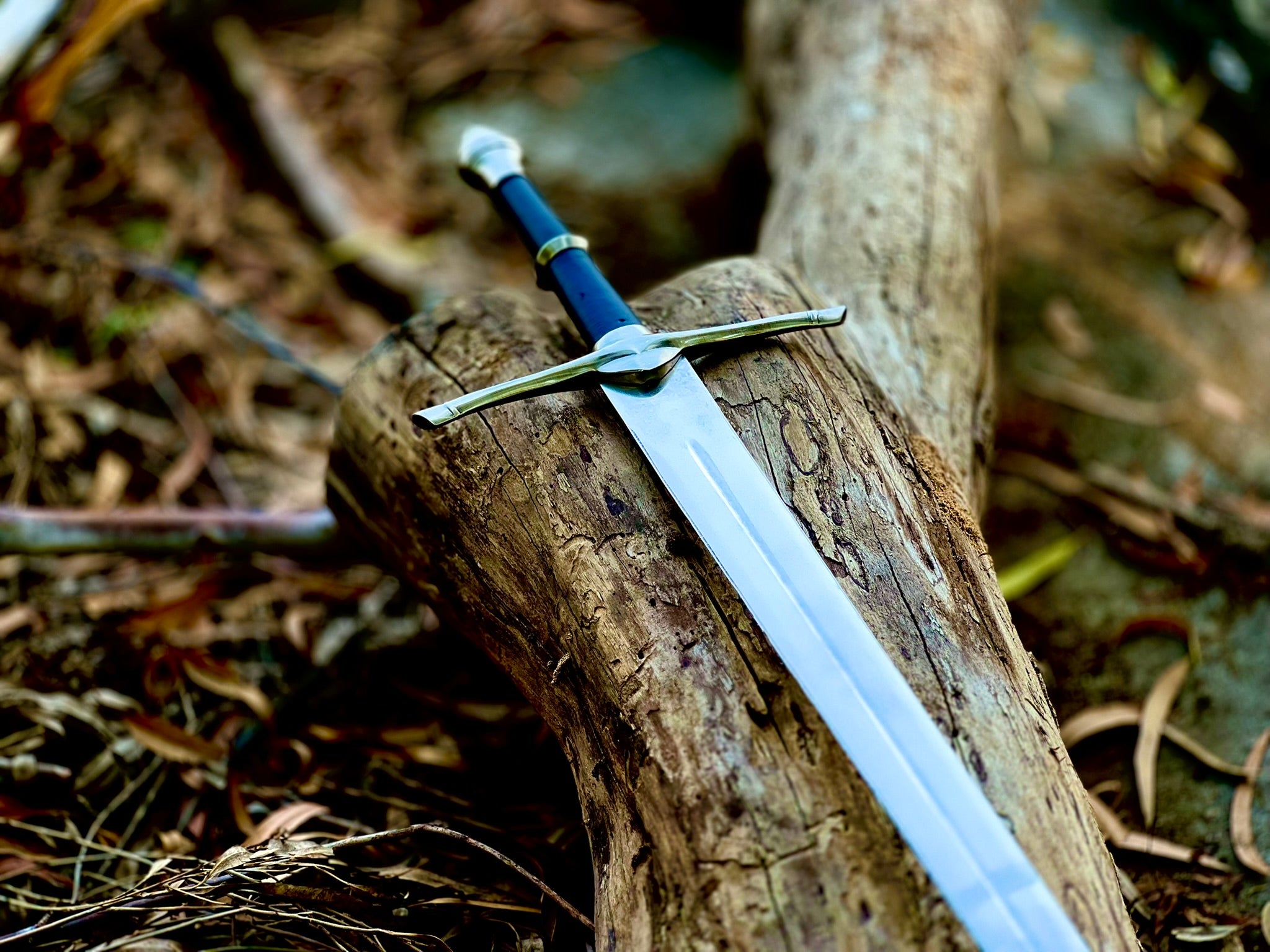 Greycloak fantasy display longsword with navy leather grip and sheath