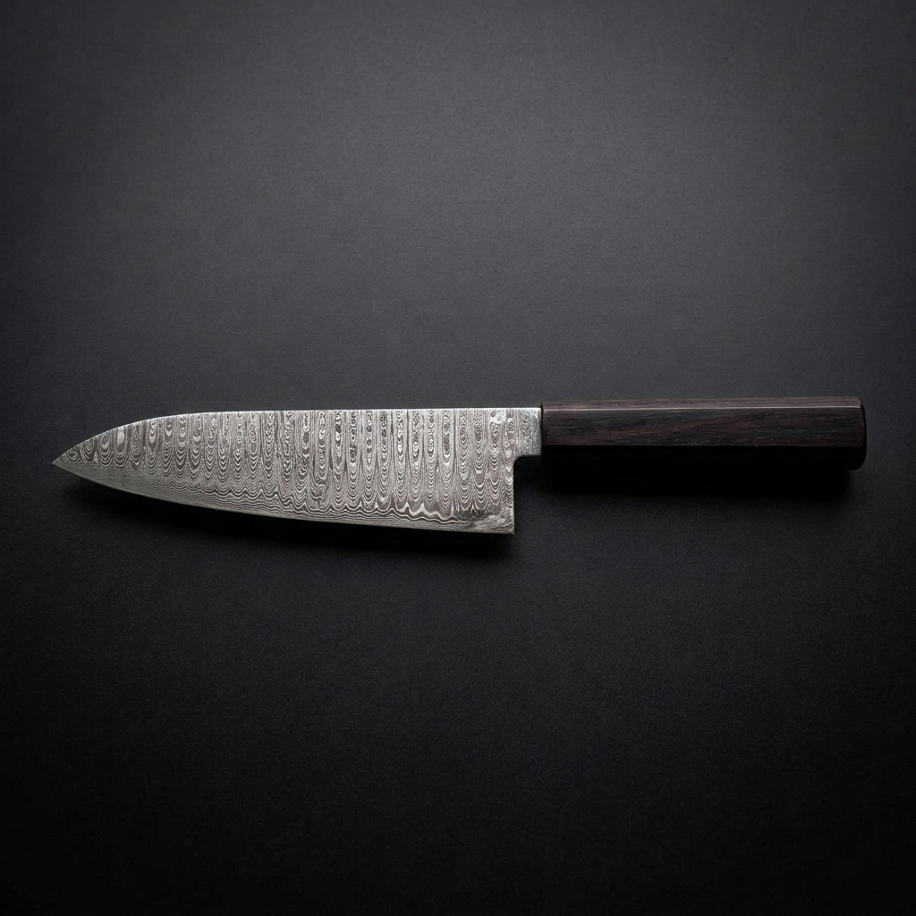 Hand-forged Santoku kitchen knife with rosewood handle