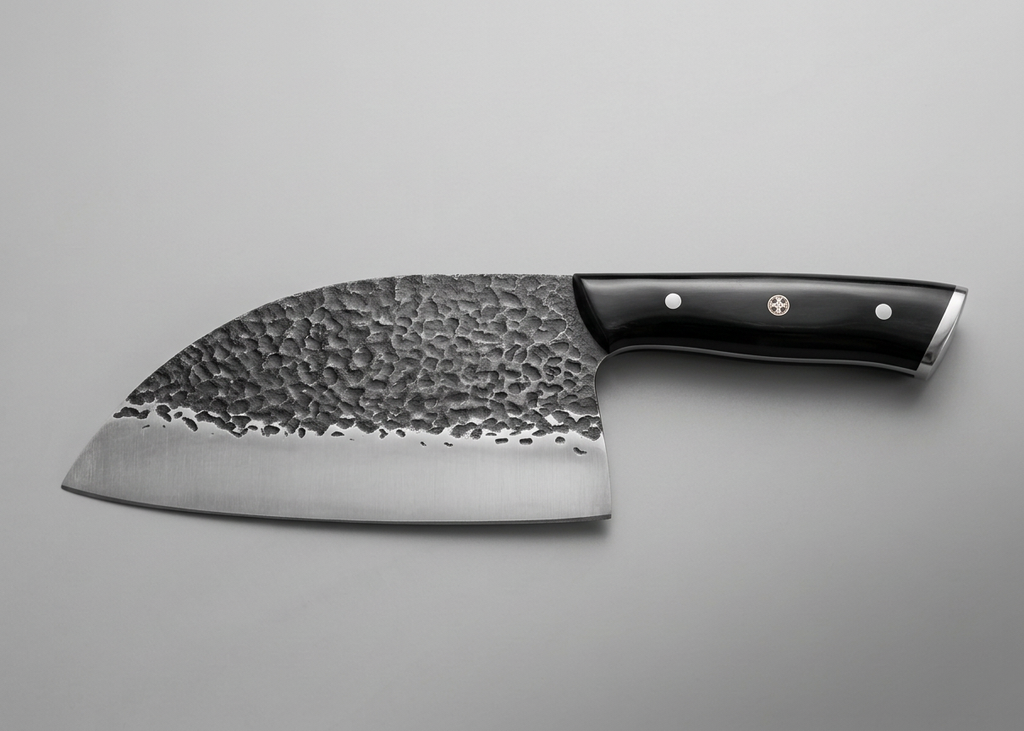 Serbian hammered forge kitchen cleaver, view 2
