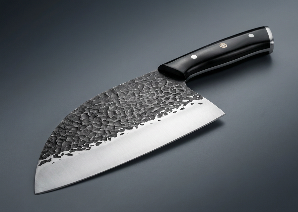 Serbian hammered forge kitchen cleaver, view 3